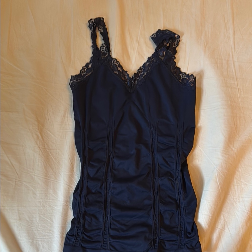 Navy Lace Trim Tank